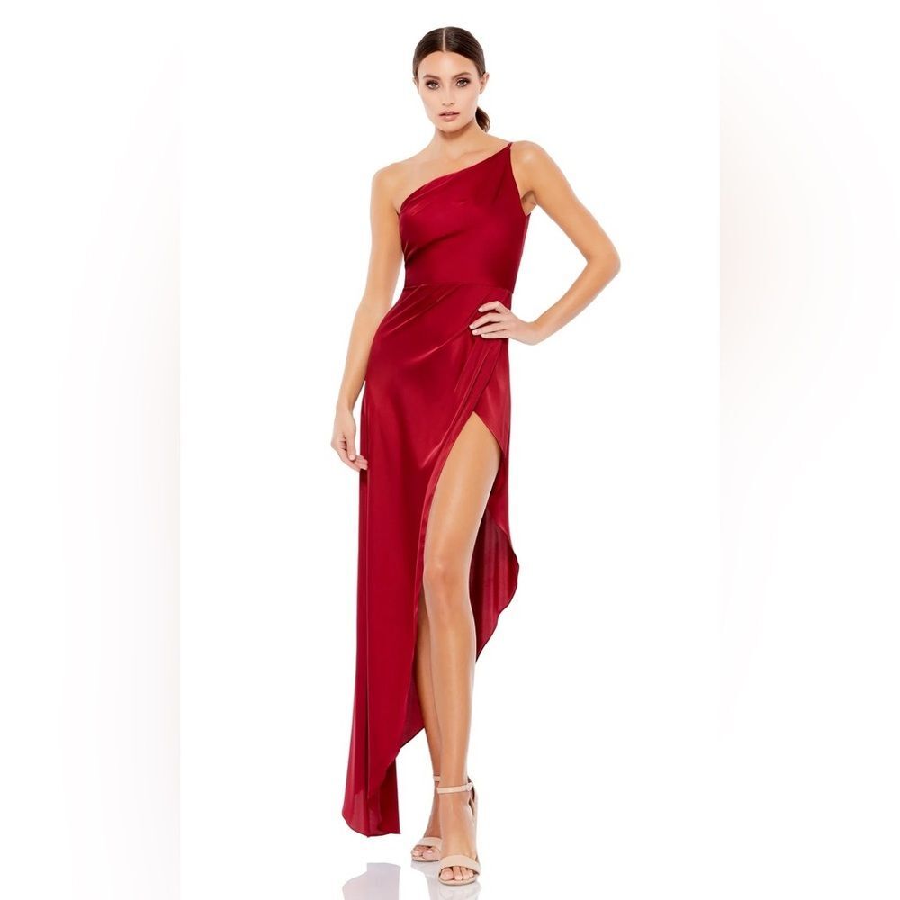 Mac Duggal One-Shoulder Asymmetrical Scarlet Red Evening Dress